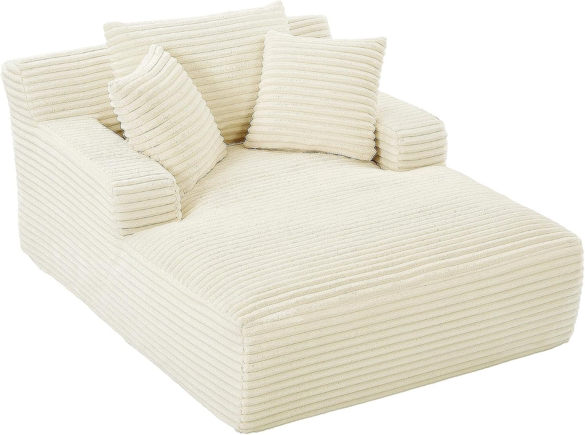 Couch Chaise Lounge Chair Indoor, Boneless Sleeper Sofa Bed, Beige