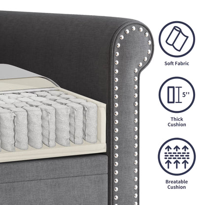 2Piece Living Room Sofa Set, Loveseat Couch and 3 Seat Sofa with Solid Wood Frame for Living Room - Dark Gray