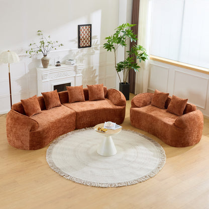 66" 2 Seater Sofa Compress Sofa with Armrests & 2 Pillows,No Assembly Required,Compact Sofa Couch for Small Apartments,Living Room,Bedroom,Orange