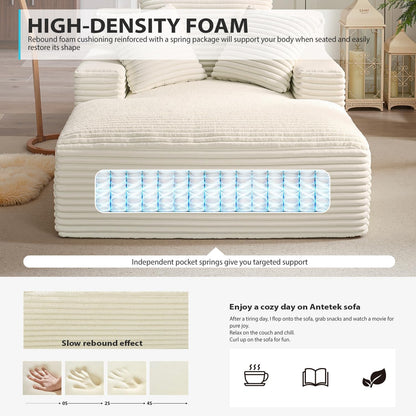 Couch Chaise Lounge Chair Indoor, Boneless Sleeper Sofa Bed, Beige