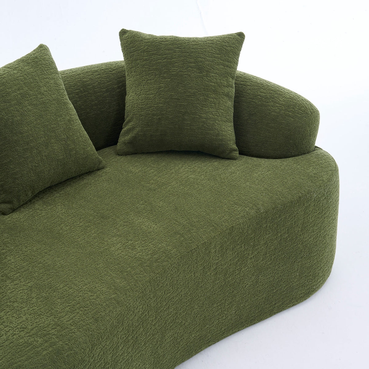 65"W Chenille Compression Curved Loveseat, No Assembly Required, Full Compression Sponge Plush Couch with 3 Throw Pillows, Luxury Floor Cloud Boneless Couches for Small Spaces & Living Room