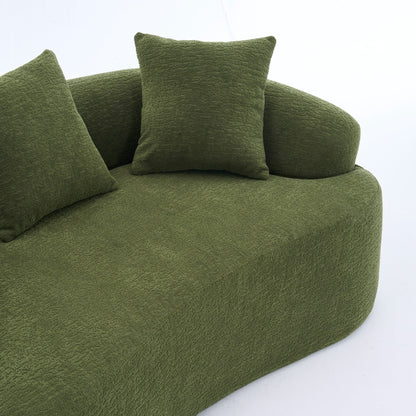 65"W Chenille Compression Curved Loveseat, No Assembly Required, Full Compression Sponge Plush Couch with 3 Throw Pillows, Luxury Floor Cloud Boneless Couches for Small Spaces & Living Room