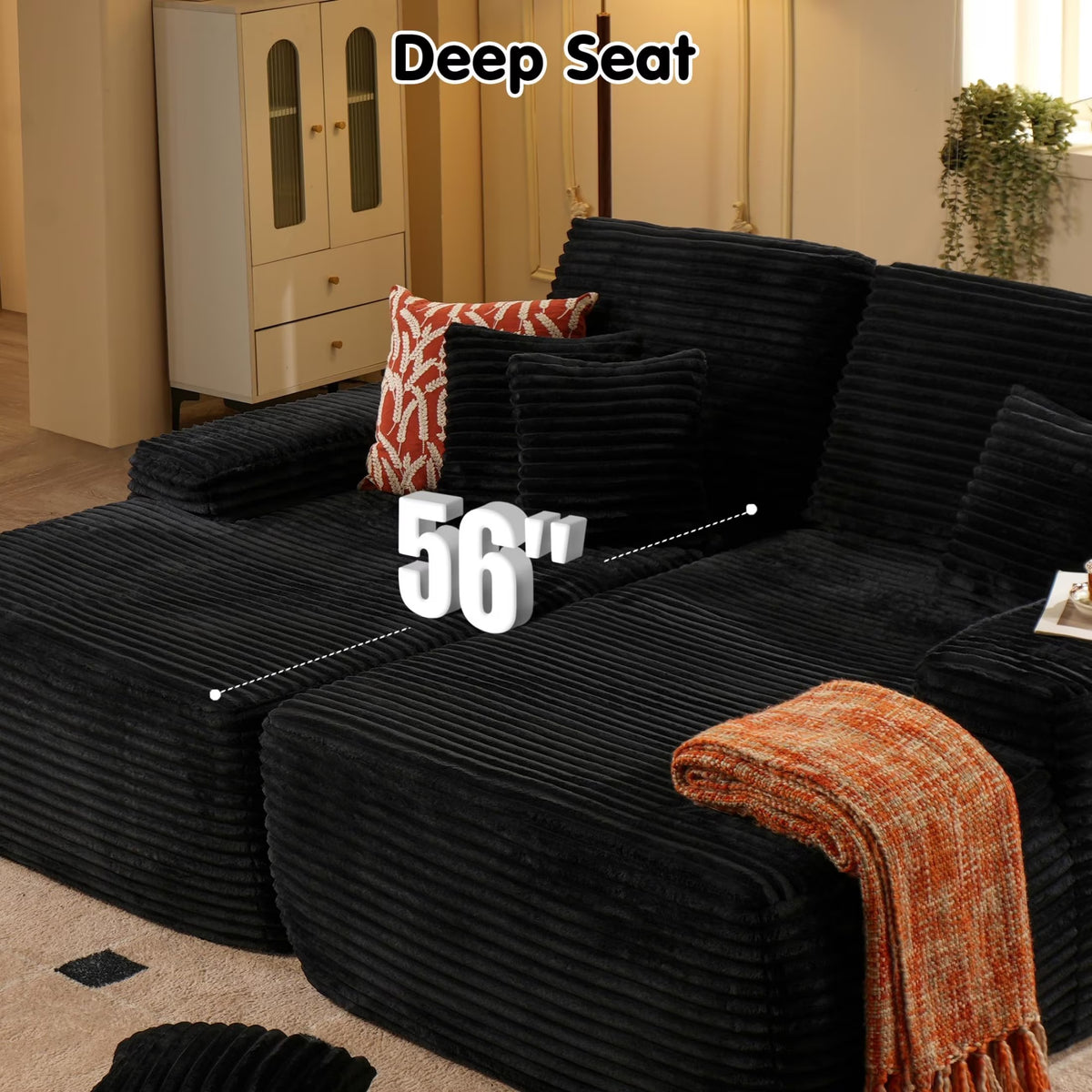 Cloud Modular Sofa Chair,Deep Seat Convertible Floor Sofa Bed,Small Corduroy Couch with Spring & Foam for Living Room,Dorm or Cozy Corners