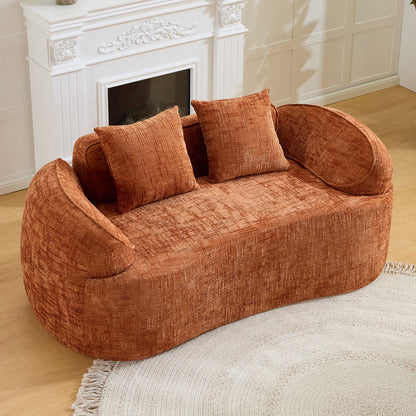 66" 2 Seater Sofa Compress Sofa with Armrests & 2 Pillows,No Assembly Required,Compact Sofa Couch for Small Apartments,Living Room,Bedroom,Orange
