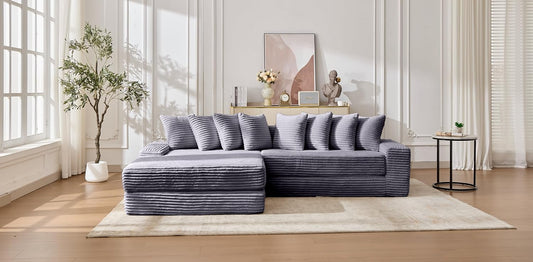 110" Convertible Floor Sofa Bed, Multi-Functional Foldable Corduroy Cloud Couch, Compact Sleeper Sofa for Office Lounge or Small Apartment