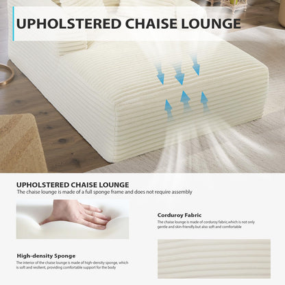Couch Chaise Lounge Chair Indoor, Boneless Sleeper Sofa Bed, Beige
